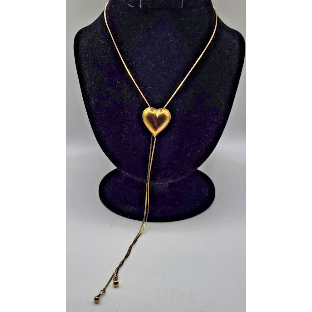 Estate Adjustable Heart Bolo Necklace 28in - Picture 3 of 6